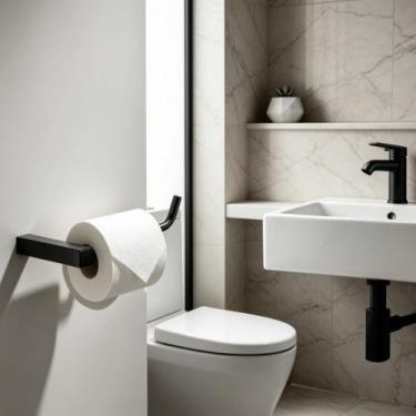 Imagem de Porta Papel Higiênico Quadrado Troia Para Banheiro Lavabo Grego Metal