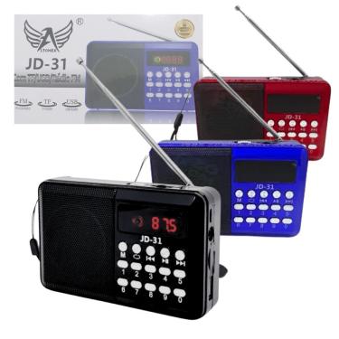 Imagem de Rádio Portátil Altomex JD-31 com Bluetooth e USB Recarregável Display Digital LED Preto