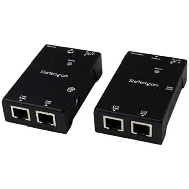 Imagem de StarTech. Extensor HDMI sobre CAT5/CAT6 com cabo de alimentação – 50 m HDMI vídeo/áudio sobre cabo extensor duplo Ethernet (ST121SHD50), preto