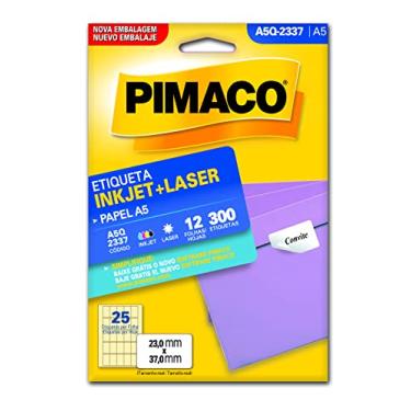 Imagem de Etiqueta Adesiva Pimaco, Ink-Jet/Laser A5, A5-Q2337E, Branca, 23x37mm, Envelope com 12 fls-300 etiquetas, 874858