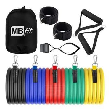 Imagem de Kit Elástico Extensor Tubing 11 Itens Treinamento Funcional