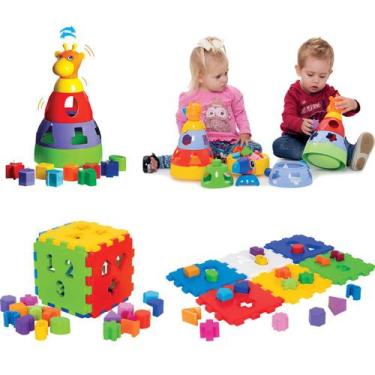 Brinquedo De Montar Encaixar Infantil Crianças 1 ano 2 anos 3 anos 4 anos 5  anos Didático Pedagógico Interativo