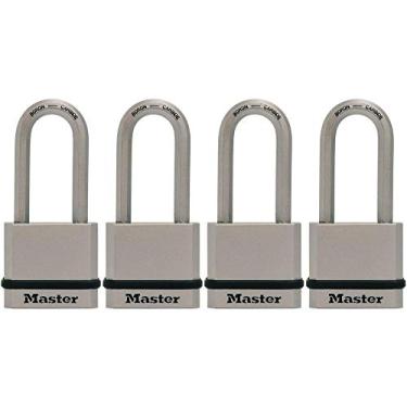 Imagem de Master Lock M530XQLHCCSEN M530XQLH Cadeados com chave de aço maciço, 4 pacotes, sortidos, 4 unidades