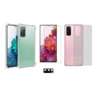Imagem de Kit Capinha, Película de Vidro, Skin Carbono e Lente da Câmera Para Galaxy S20 FE - Jodda