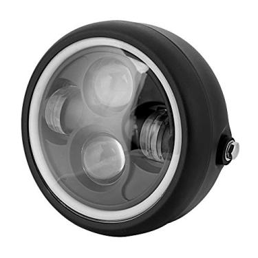 Imagem de Tbest Farol de LED Retrô Universal para Motocicleta, Preto, 12V, 16cm, Lâmpada Frontal Redonda