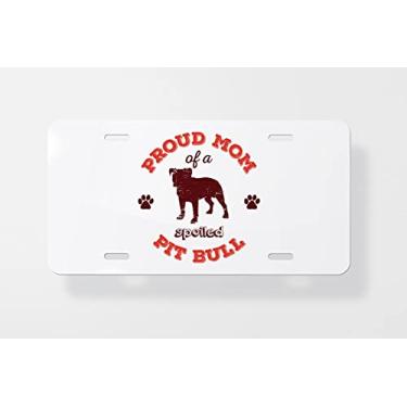 Imagem de Proud Mom of A Spoiled Pit Bull Capa para placa de carro vermelha – Capa para placa de carro – Capa para placa de carro 15 x 30 cm