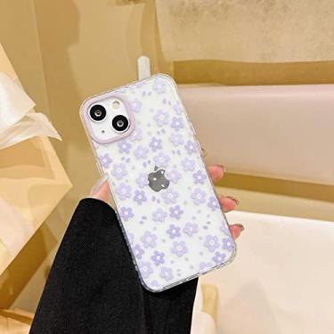 Imagem de Capa de telefone de silicone macio transparente flor roxa fashion para iphone 13 11 12 pro max xs max x xr 7 8 plus, roxo 2, para iphone 7plus ou 8plus