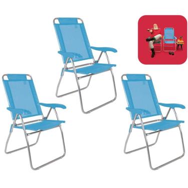 Imagem de Kit 3 Cadeira Alta Boreal Reclinável 3 Posições Alumínio Suporta 110 Kg - Mor