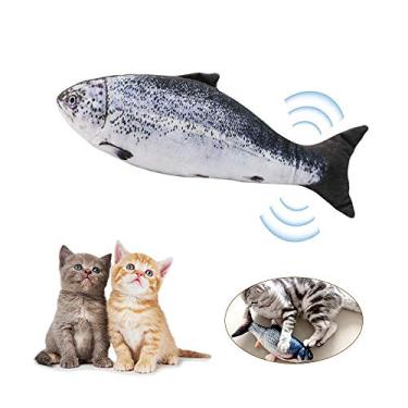 Imagem de Loijon Simulação de Carregamento USB Peixe Brinquedo Gato Engraçado Animais de Estimação Interativos Gatos Catnip Brinquedos para Gato Kitty Gatinho-Perfeito para Mordida Mastigando Chutando