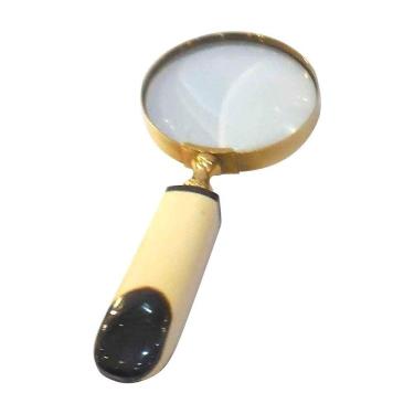 Imagem de Lupa de Aumento em Metal Dourado e Cabo de Resina Bege MEI0062