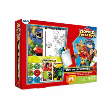 Imagem de Box de Atividades - Power Players - Kit com Jogos - Cartas - Adesivos - Giz de Cera - Copag