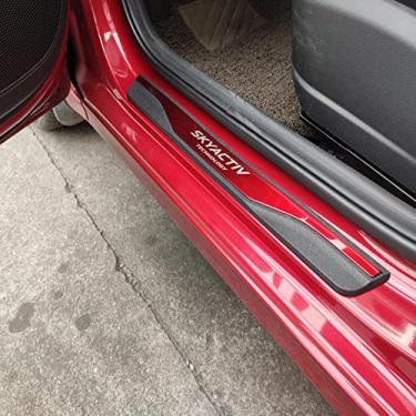 Imagem de GZBFTDH Proteção de Peitoril Soleira da Porta, para Mazda 3 6 CX-30 CX-5 Carro Acessórios, Aço Inoxidável Kick Plate Guard de Pedal de Limiar Protetor, Peças para Automóveis