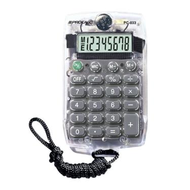 Imagem de Calculadora de bolso 8 digitos PC033 com cordão - cristal - Procalc