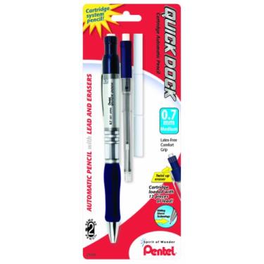 Imagem de Pentel Lapiseira automática Quick Dock com refil e 3 borrachas, 0,7 mm, 1 pacote (QD7ELE3BP)