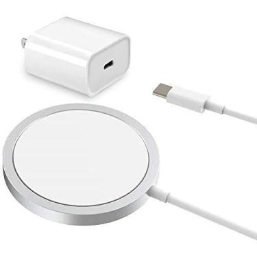 Imagem de Carregador Mag-Safe 2020, carregamento rápido de 15 W, carregador magnético para celular compatível com iPhone 12 Mini/12 Pro/12 Pro Max/SE 2/11, AirPods Pro (equipado com cabeça de carregamento rápido de 20 W)