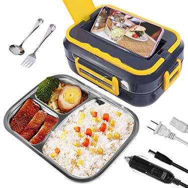 Imagem de Sceobdok Lancheira elétrica para atualização de carro e caminhão Aquecedor de alimentos 3 em 1 Lancheiras aquecidas para adultos Aquecedor de alimentos portátil 1,5L Grande capacidade removível aço inoxidável Casa Viagem aquecimento Lancheira