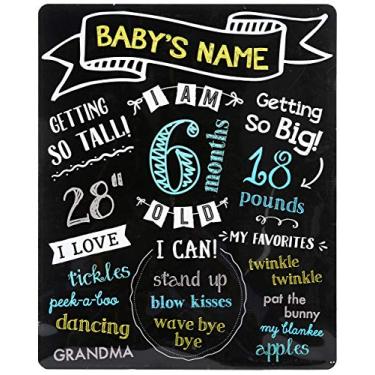 Imagem de Pearhead Quadro negro mensal para compartilhamento de fotos All About Baby Marcos, adereço para fotos de bebê, preto
