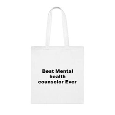 Imagem de Bolsa tote para conselheiro de saúde mental, a melhor bolsa para conselheiro de saúde mental, presente para conselheiro de saúde mental, bolsas reutilizáveis, ideia de de Natal, Branco