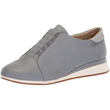Imagem de Hush Puppies Mocassim feminino Evaro Slipon Oxford, Couro em relevo cinza gelo, 8.5