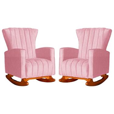 Imagem de Kit 02 Poltronas Decorativa Melinda Pés Balanço Suede Cores - DS Estofados