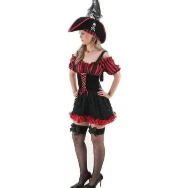 Fantasia Halloween Feminina Infantil Piratinha De Luxo