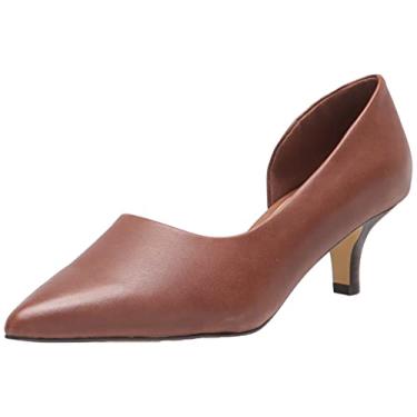Imagem de Bella Vita Sapato feminino Quilla Kitten Heel Pump, Couro polido camelo, 8.5 Narrow