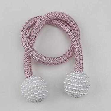 Imagem de Cortina Magnética Acessórios para Sala de Clipe Bola Pérola Suporte de Cortina Fivela Gravata Decoração para Casa Gravata Bola Pendurada, Rosa, 2 peças