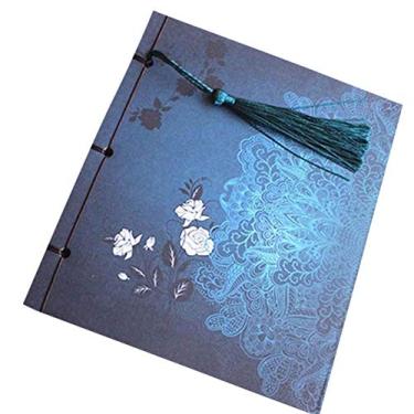 Imagem de Livro de notas estilo chinês cor rosa azul borla papelaria retrô flor caderno diário caderno em branco chinoiserie, 4 peças