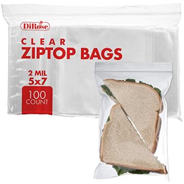 Imagem de Bolsas de plástico transparente com zíper – da DiRose | recarregáveis, fortes, grossas, resistentes, seguras para alimentos | para organização, viagem, envio, embalagem e armazenamento | Volume | tamanhos pequenos, médios e grandes., 100 Pack, 5X7