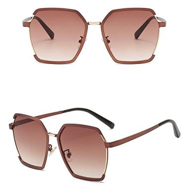 Imagem de Óculos de sol de armação grande polígono de duas cores moda feminina óculos de sol anti-ultravioleta óculos de sol de tiro de rua, 5, branco