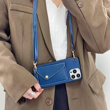 Imagem de Lente da câmera cartão carteira Crossbody colar cordão macio capa de telefone para iphone 13 12 pro max 11 mini x xr xs 7 8 plus se 10 capa, azul, para iphone 12 mini