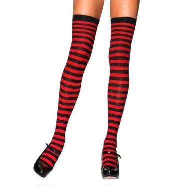 Imagem de Meia Calça 7/8 Listrada Cosplay Preto e Vermelho