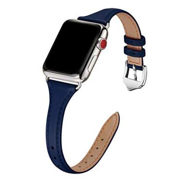 Imagem de WFEAGL Pulseira feminina de couro para Apple Watch SE 3 2 1, séries 11, 10, 9, 8, 7, 6, 5, 4, 3, 2 e 1 de 41 mm, 40 mm, 38 mm e 42 mm (série 11 10, 8, 7, 6, 5, 4, 3, 2 e 1 de 41 mm, 40 mm, 38 mm e 42