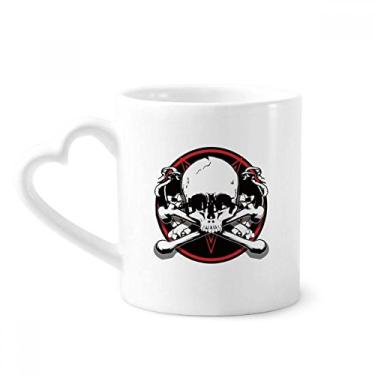 Imagem de Caneca esqueleto pirata decoração padrão caneca café cerâmica copo coração vidro