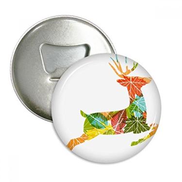 Imagem de Ace de folhas coloridas de Natal padrão festival abridor de garrafas ímã de geladeira emblema multifuncional