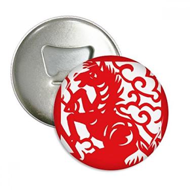 Imagem de Cavalo corte de papel animal China Zodíaco abridor de garrafas ímã de geladeira emblema multifuncional