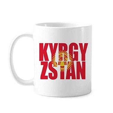 Imagem de Caneca com nome da bandeira do país do Quirguistão cerâmica xícara de porcelana de café louça
