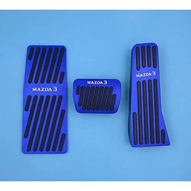 Imagem de GZBFTDH Almofada de pedal para acelerador do pé esquerdo do carro, para Mazda Mazda 3 2020 Mazda 3 Acessórios Auto Antiderrapante Freio Gas Pads Alumínio Apoio para os Pés Capa Auto Peças 3 PCS (Azul)