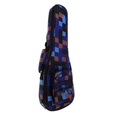 Imagem de Ukulele Case Carry Holder Gig Bag com Acessório Bolso Corda Instrumento Peças para Guitarra 4 Cordas - Colorido, 53,3 cm Grade Azul 53,3 cm