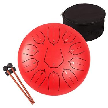 Imagem de LOMUTY Tambor de língua de aço - 11 notas 30,5 cm - instrumento de percussão - Tambor de mão com bolsa, livro de música, marretas, palitos de dedo