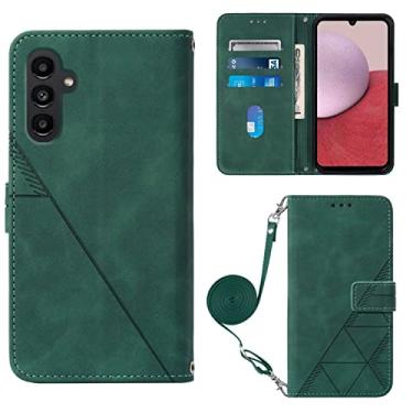 Imagem de Capas de telefone em relevo comercial Samsung Galaxy A14 A 14 5G Capa de couro slots de cartão de luxo clipe de carteira à prova de choque capa de telefone Samsung A14 5G capas (verde, Samsung A14 5G)