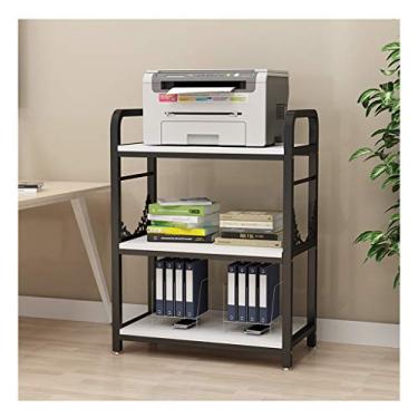 Imagem de KIZQYN Suporte de impressora/suporte de fax, prateleira de armazenamento de 3 camadas, prateleira de impressora lateral de mesa, organizadores para impressora de mesa de casa e escritório (cor: 1)