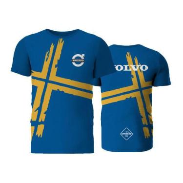 Imagem de Camiseta Masculina Volvo Nórdica Azul E Dourado Estradão Br