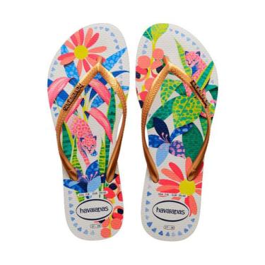 Imagem de Chinelo Havaianas Slim Tropical Branco Azul 37/38