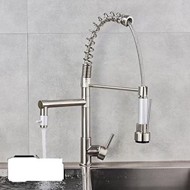 Imagem de Torneira de cozinha de latão Torneira de lavatório para lavatório com mola Bicas giratórias duplas Torneiras misturadoras de água quente e fria Torneiras de banheiro, F