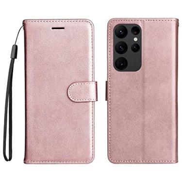 Imagem de Capa para Samsung Galaxy S23 Ultra/s23 Plus/s23, capa de telefone com suporte de carteira, capa protetora à prova de choque de moldura macia de TPU com porta-cartões de crédito com bloqueio de RFID, rosa, S23 de 6,1 polegadas