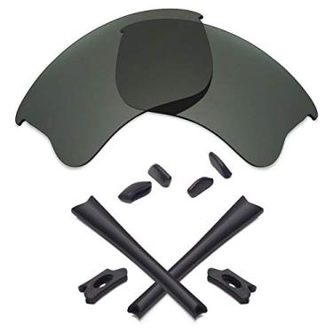 Imagem de Lentes de reposição e kits de borracha Mryok para óculos de sol Oakley Flak Jacket XLJ – Opt, Grey Green Polarized Lenses & Black Rubber Kits, One Size