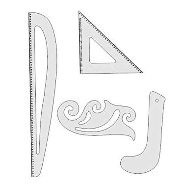 Imagem de Kit Réguas De Modelagem Corte e Costura Em MDF Branco - Fenix