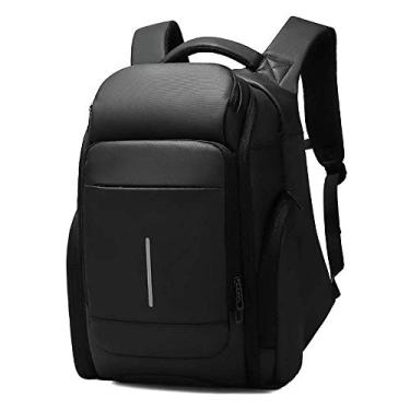 Imagem de Mochila durável de material de PVC ao ar livre, mochila universitária, mochila leve para caminhada, caminhada e acampamento, mochila casual ao ar livre, preta
