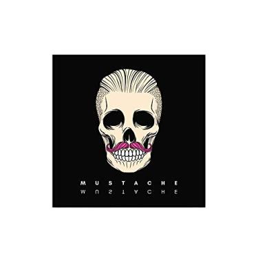 Imagem de Arte Maníacos Quadro Decorativo Caveira Mustache Preta - 50x50cm